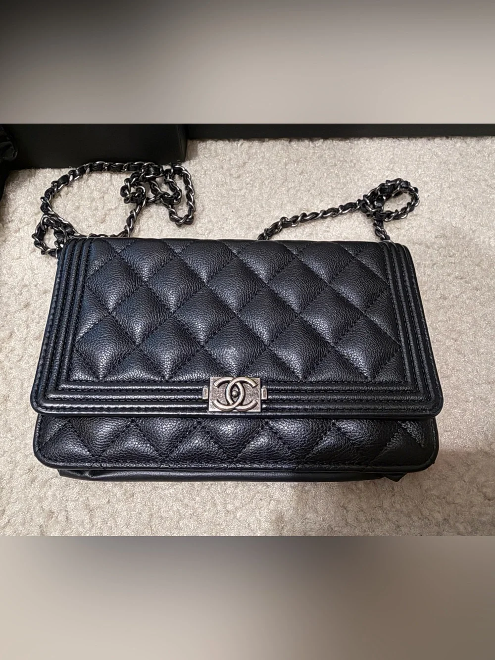 CHANEL Black Quilted Boy WOC